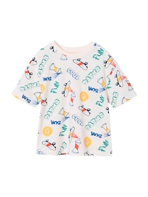 T-Shirt bunter Alloverprint Jungen mit Recycling-Baumwolle