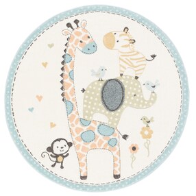 Kinder Teppich Maui Kids Safari Tiere Bunt Rund