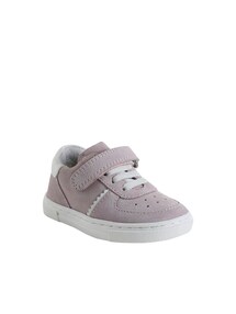 Baby Ledersneakers mit Klett und Schnürung, Lochmuster