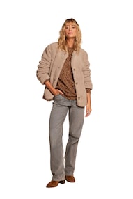 Umstandsjacke mit Teddyfleece Mama-Tochter-Capsule, Futter mit Leo-Print