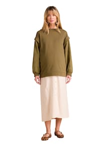 Umstands-Sweatshirt mit Materialmix