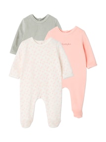 Samt-Schlafanzüge Baby 3er-Pack mit Rückenöffnung BASIC