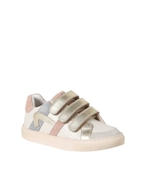 Kinder Leder-Sneakers mit Klett, zweifarbig