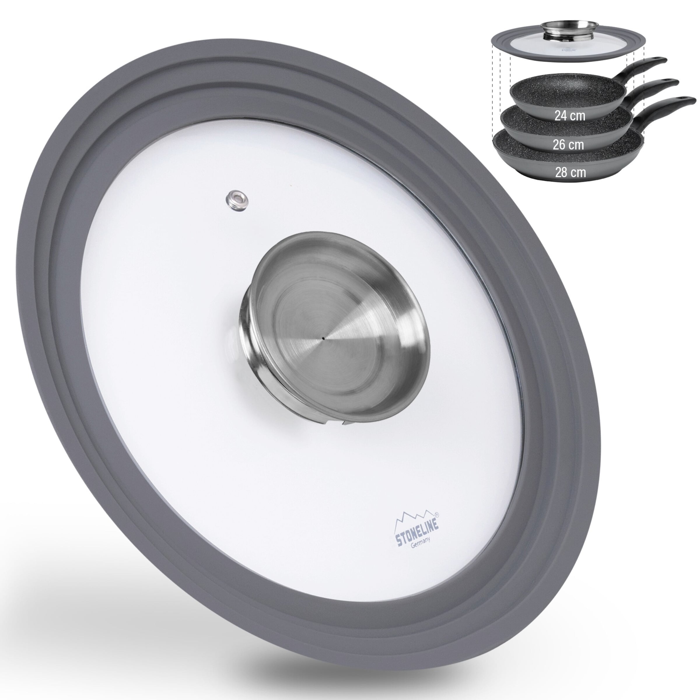 STONELINE® STONELINE Universal Glasdeckel 24/26/28 mit Aroma-Funktion | Grau