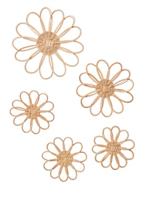 5er-Set Kinderzimmer Deko-Blumen aus Rattan BOHO