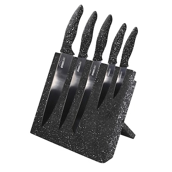 STONELINE Edelstahl Messer Set 5-teilig mit Messerblock | Schwarz