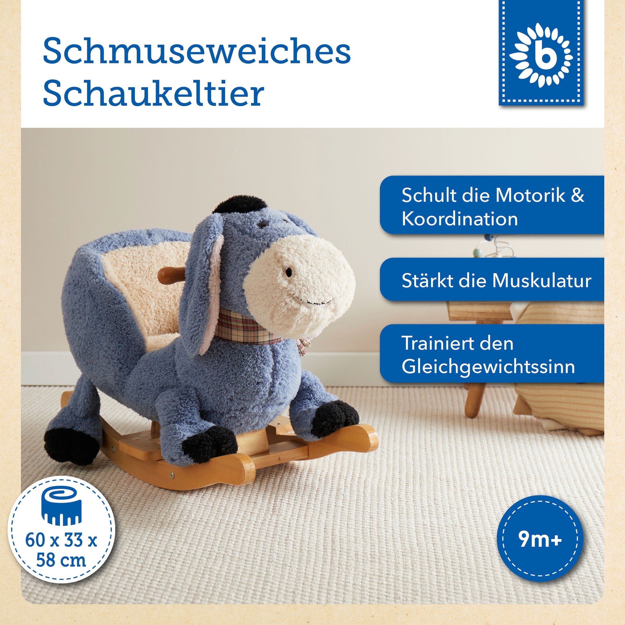 Bieco Plüsch Schaukeltier Esel