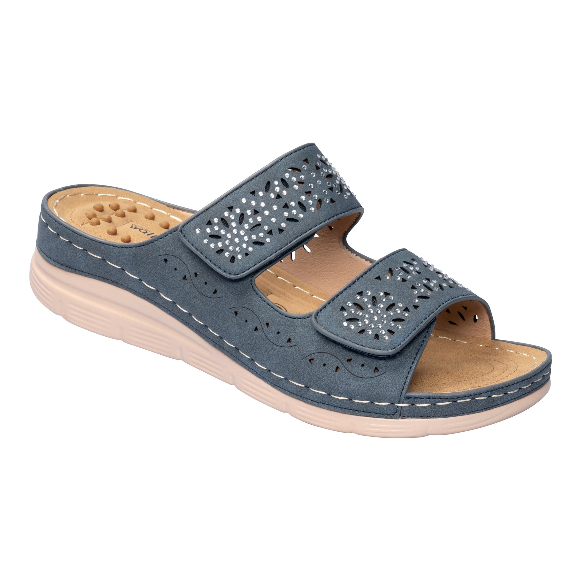 Massage-Klettpantolette „Michaela“ blau 38 Damen