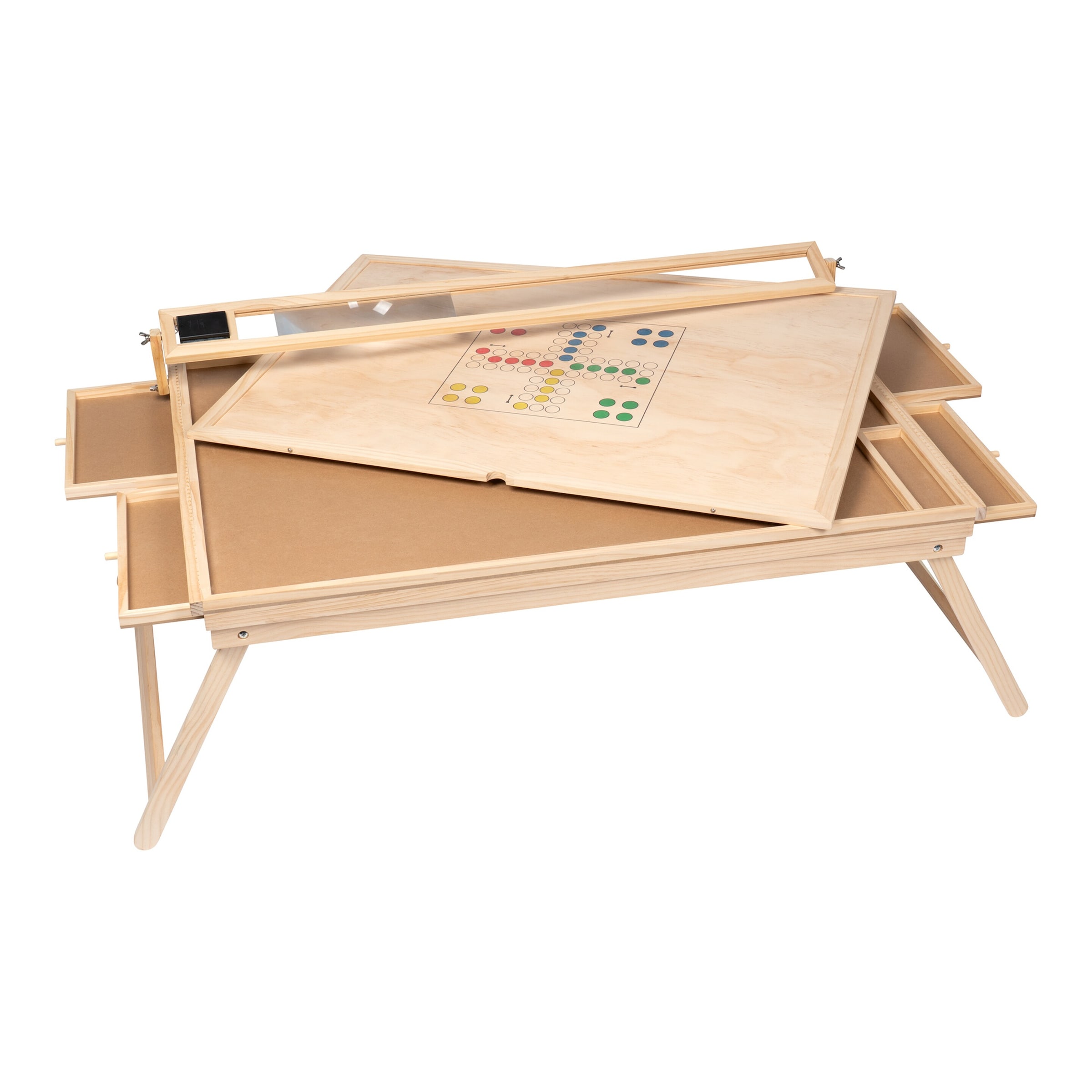 Puzzletisch "Premium" mit LED-Licht, 4 Schubladen, Lupe, mit Beinen, klappbar