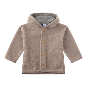 Wollfleece-Jacke mit Kapuze