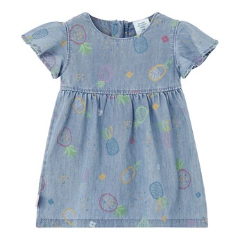 Jeans-Kleid kurzarm Ananas
