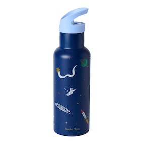 Edelstahl-Trinkflasche mit Strohhalm, 500ml