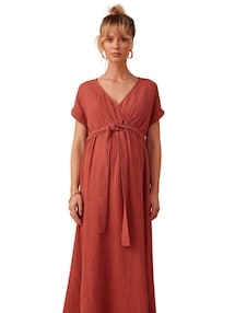 Musselinkleid für Schwangerschaft & Stillzeit, Bio-Baumwolle, Wickeloptik