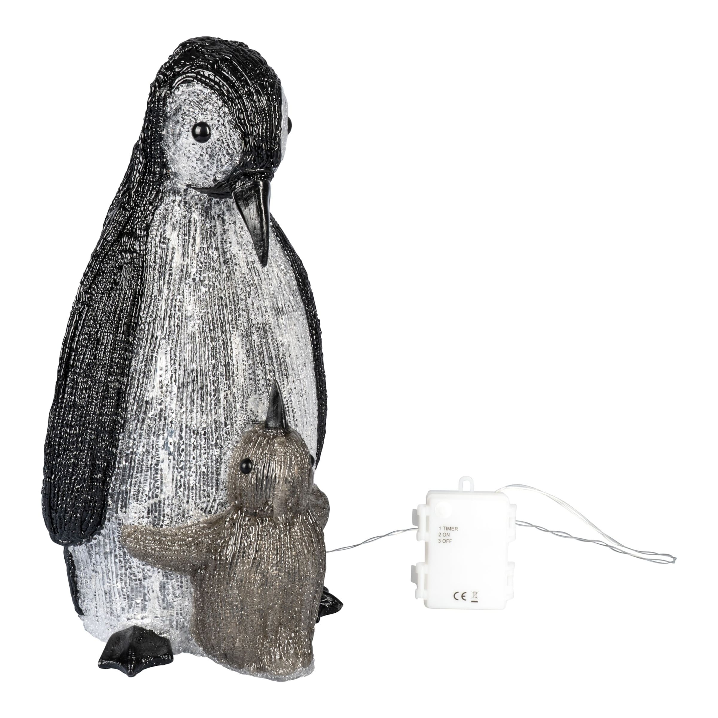 LED-Gartenfigur Leuchtpinguin „Mama und Kind“