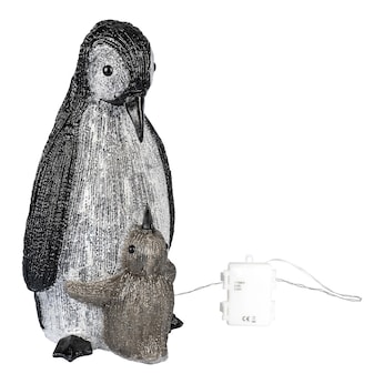 LED-Gartenfigur Leuchtpinguin „Mama und Kind“