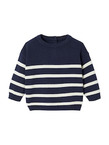 Gestreifter Baby Strickpullover aus Bio-Baumwolle