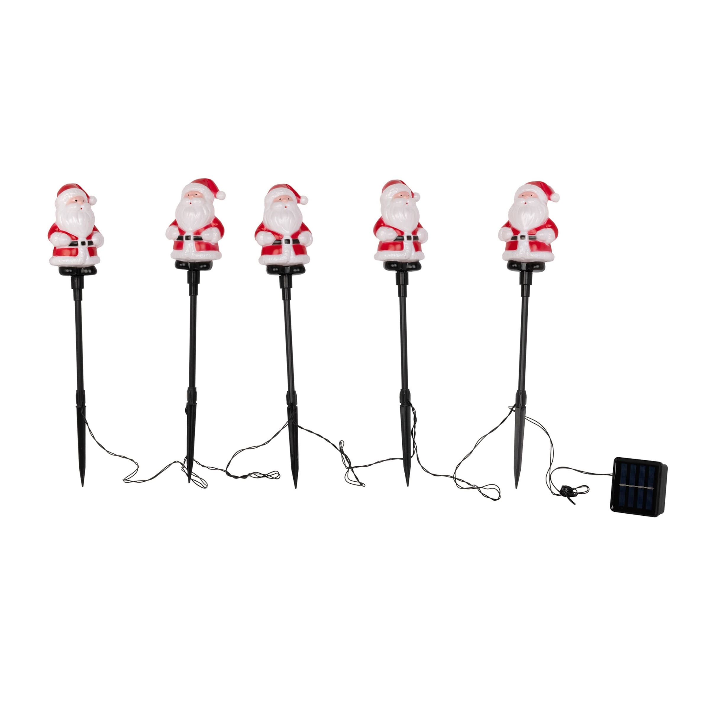 Solar-LED-Gartenstecker "Weihnachtsmänner", 5 Stück