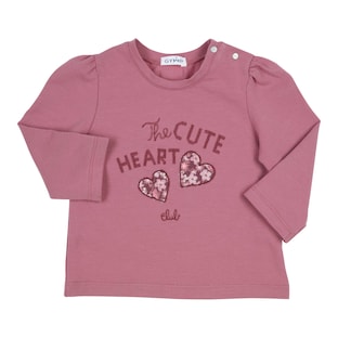 Shirt langarm Cute Heart Pailletten-Herzen