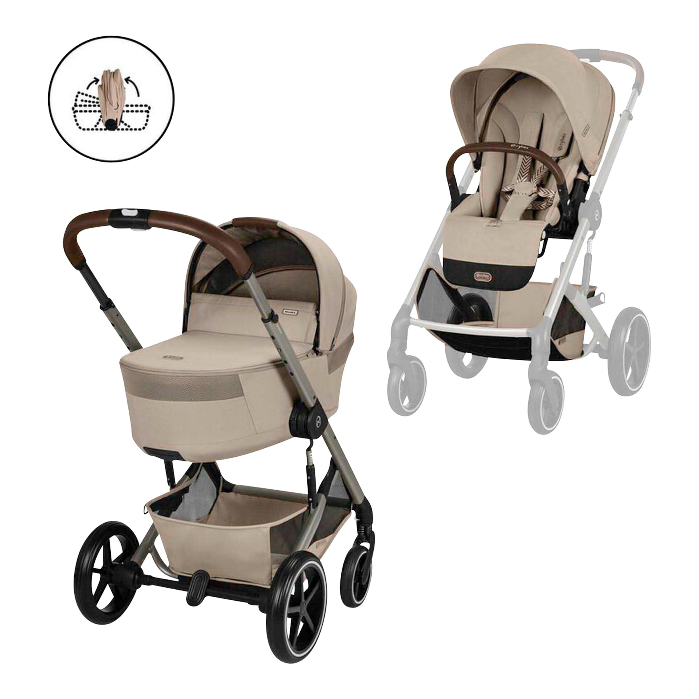 Cybex Balios S Lux Pushchair & Folding Carrycot - Almond Beige