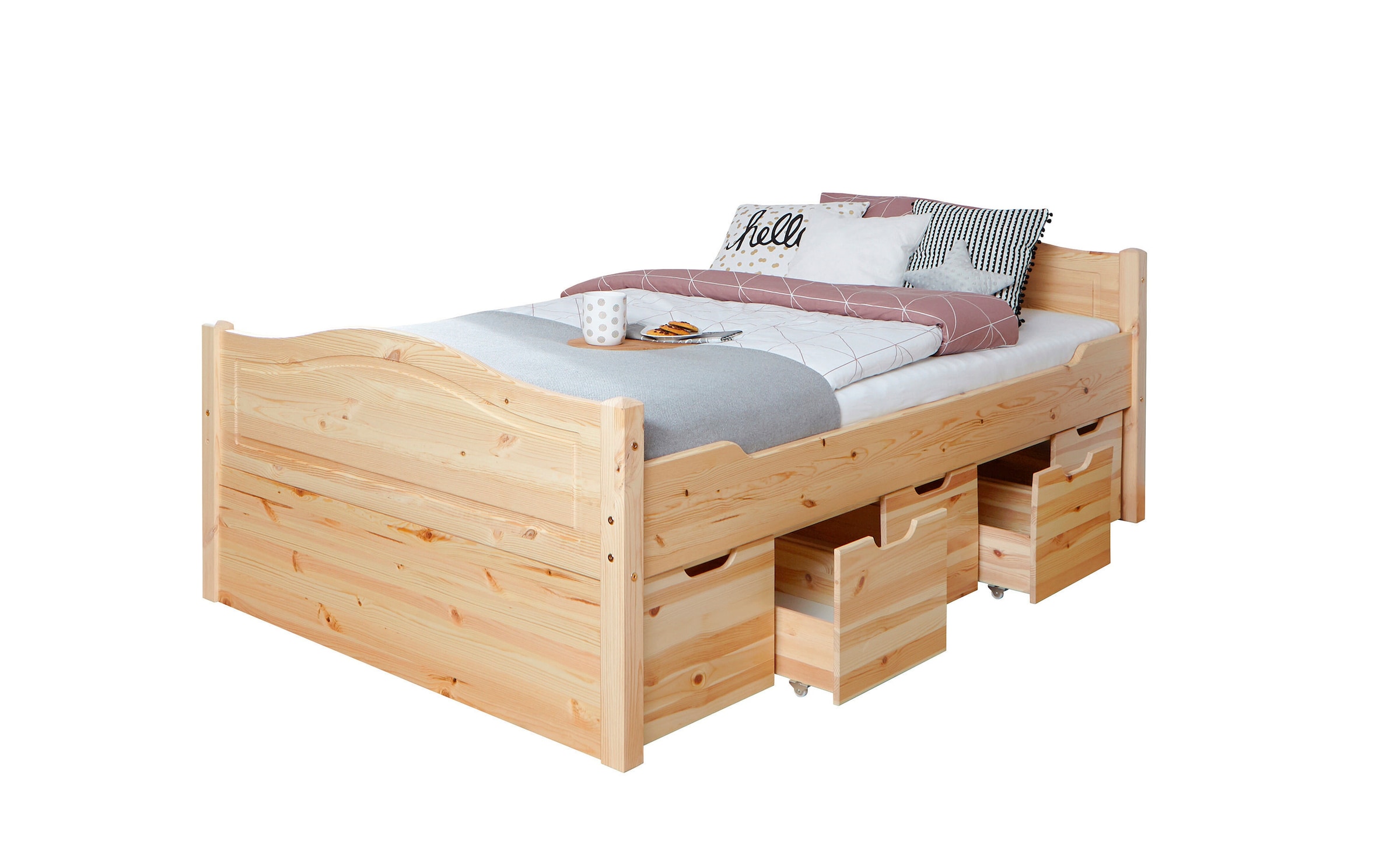 Ticaa Doppelbett "Leni" 140x200 mit 5er Schubkästen
