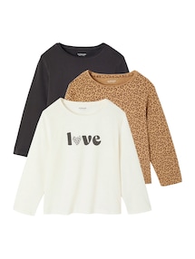 3er-Pack Mädchen Shirts mit Print BASIC