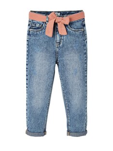 Mädchen Jeans mit Stoffgürtel, Mom-Fit