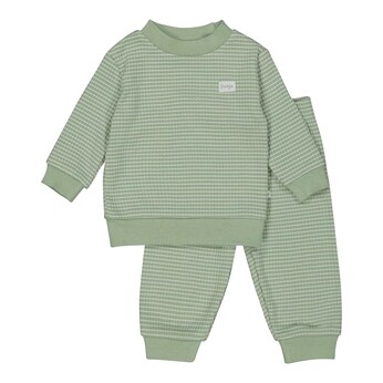 2-tlg. Set Sweatshirt und Jogginghose Waffelpiqué-Optik