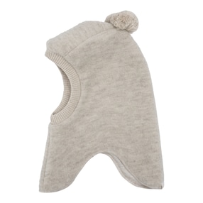 Cagoule en polaire de laine avec pompon