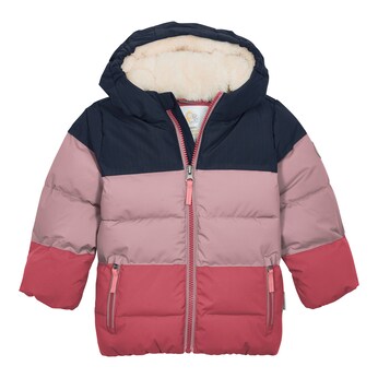Steppjacke mit Kapuze und Plüschfutter Colorblock
