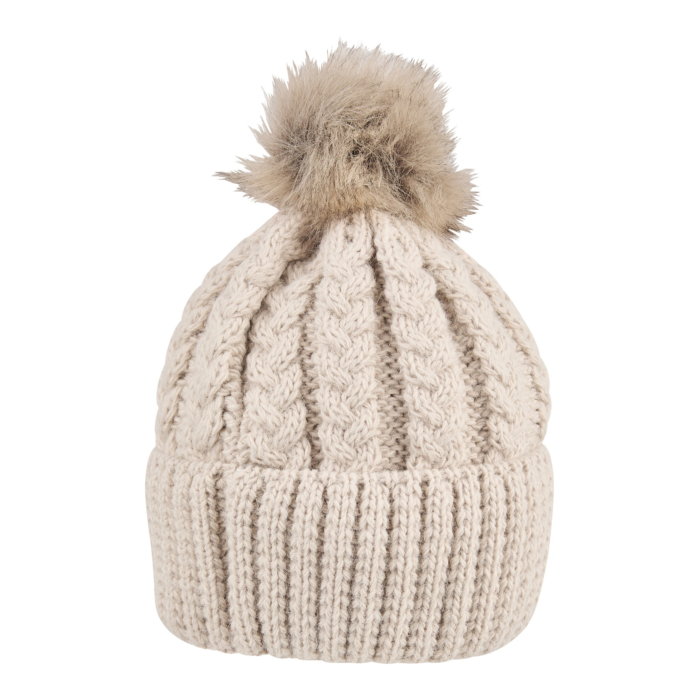 Winter-Strickmütze Bommel Fake Fur