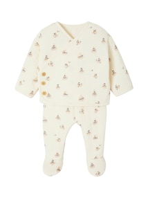 Bio-Kollektion: Baby-Set aus Steppjacke & Hose mit Fuß