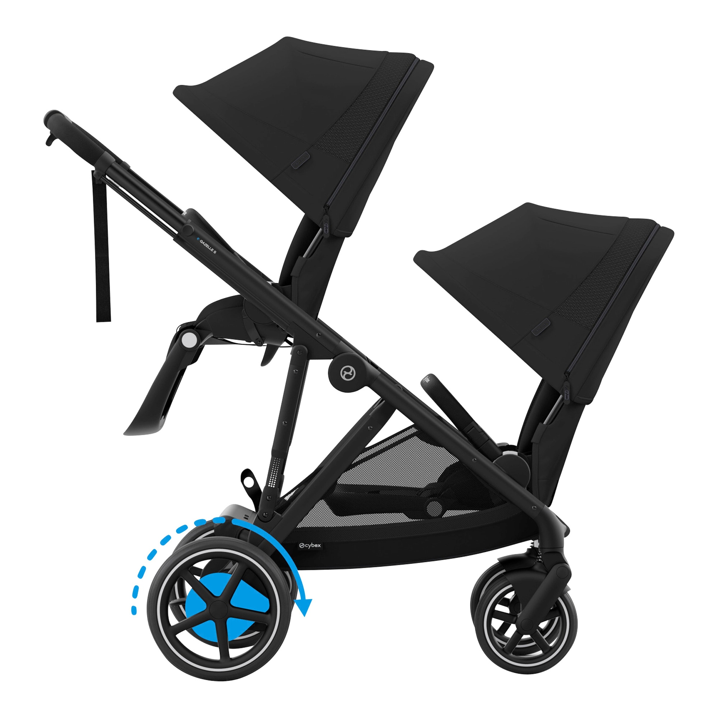 Cybex Gold Zwillings- und Kinderwagen Geschwisterwagen eGazelle S schwarz