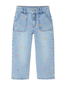 Weite Mädchen Jeans mit Stickereien