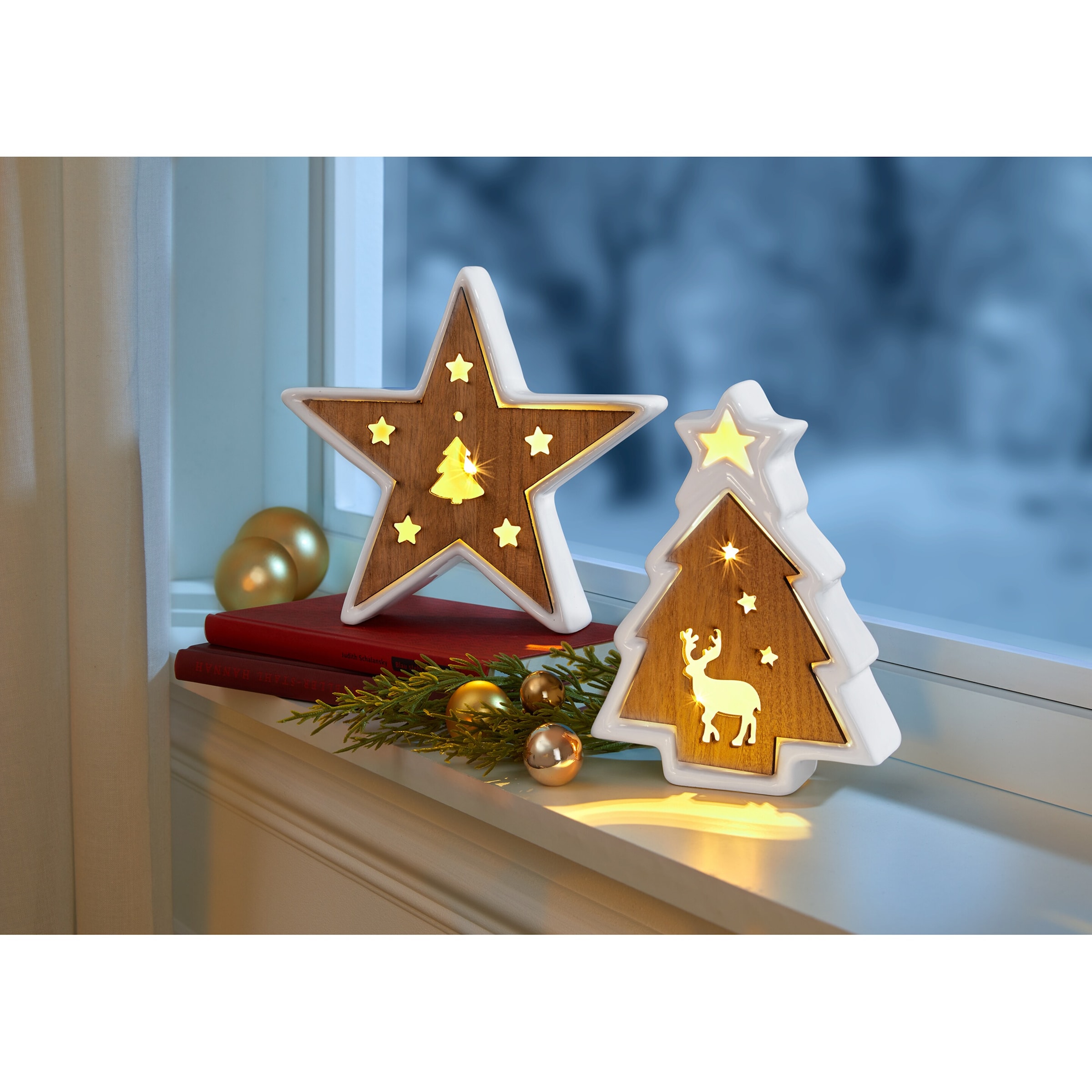 LED-Keramik-Dekofigur „Tanne“