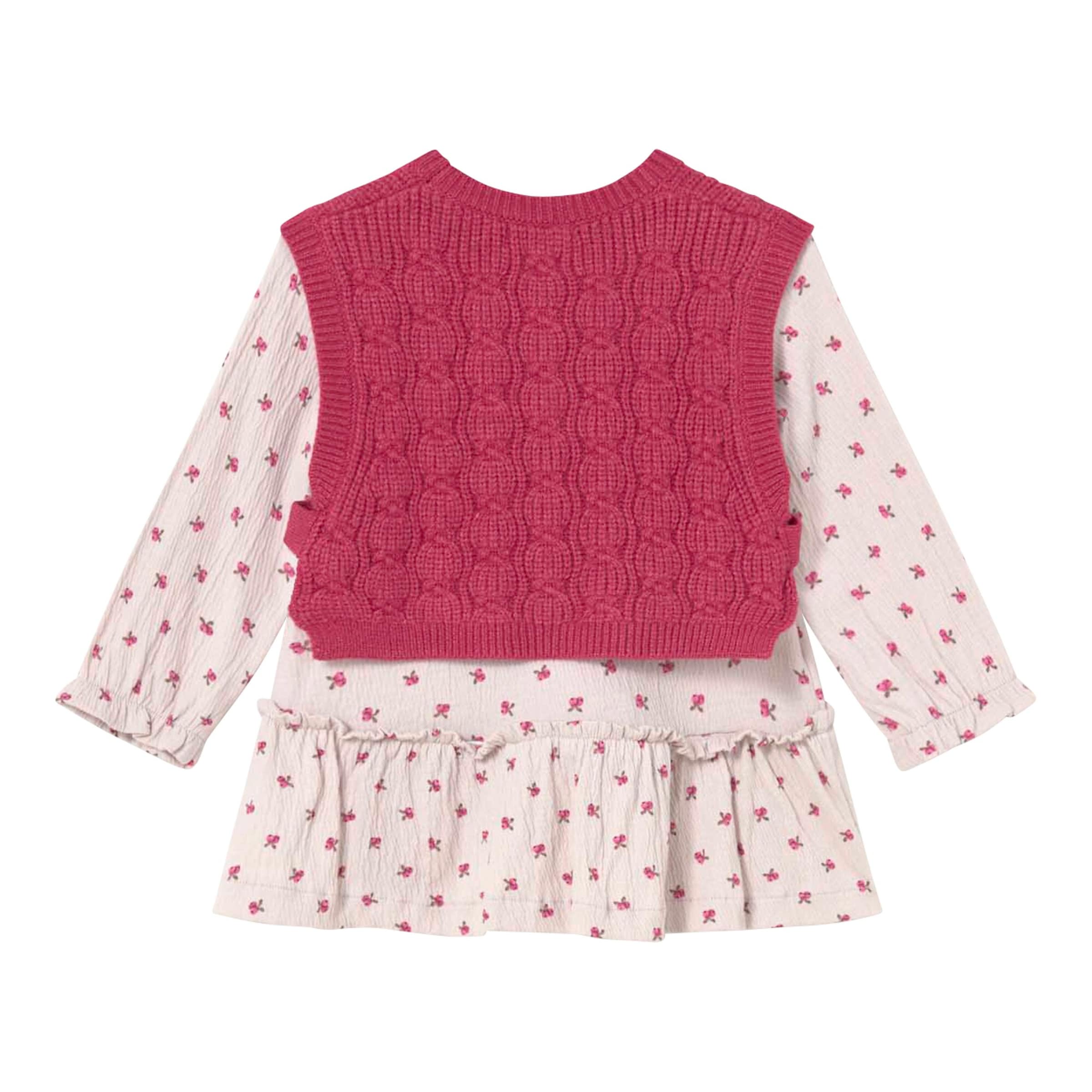 Mayoral 2-tlg. Set Krepp-Kleid langarm und Pullunder