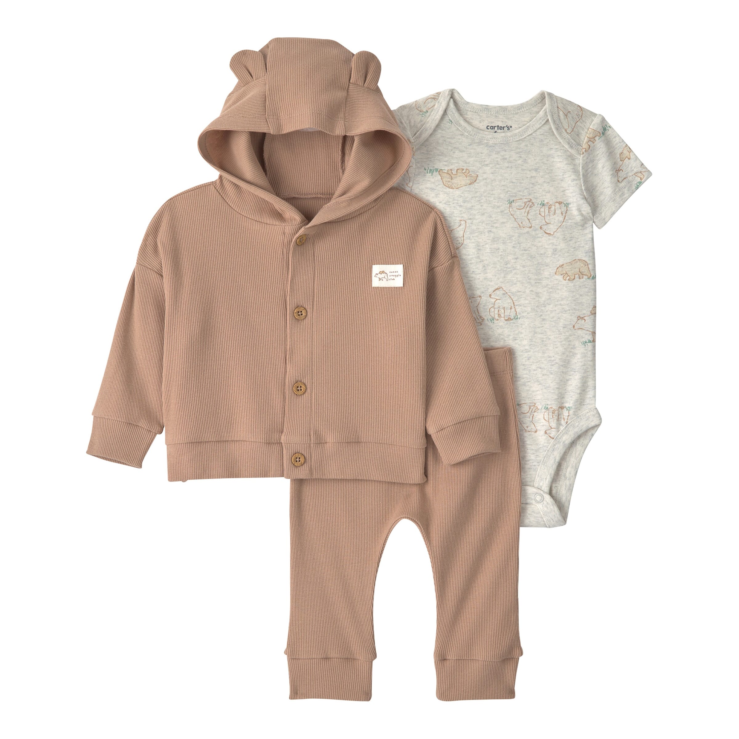 Carter's 3-tlg. Set Body kurzarm, Jacke und Jogginghose Bären