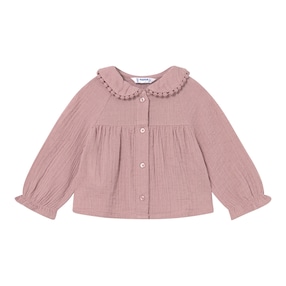 Musselin-Bluse langarm mit Bubikragen