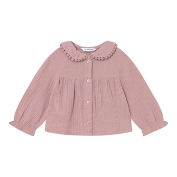 Musselin-Bluse langarm mit Bubikragen