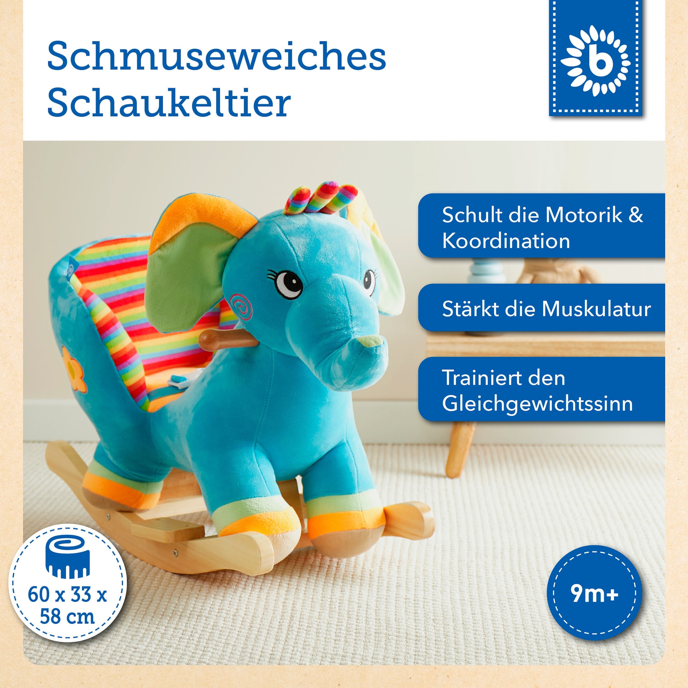Bieco Plüsch Schaukeltier Elefant