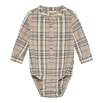 Body-chemise à manches longues carreaux