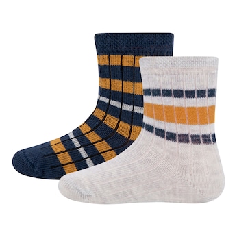 Lot de 2 paires de chaussettes matière côtelée rayures
