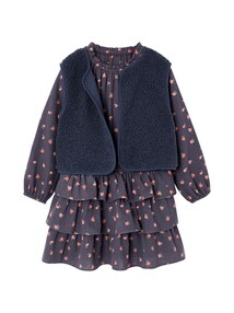 Set aus Wendeweste und Musselin-Kleid mit Volants Mädchen