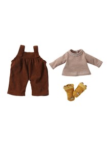 Puppen-Kleidung: Latzhose aus Samt, T-Shirt & Socken