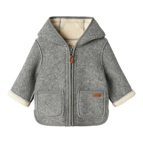 Jacke mit Kapuze Wollwalk-Optik Teddyfell
