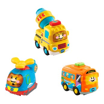 Fahrzeuge 3er Set (Reisebus, Helikopter, Betonmischer)