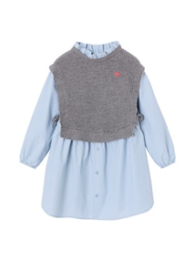 2-in-1 Hemdblusenkleid mit Pullunder für Mädchen