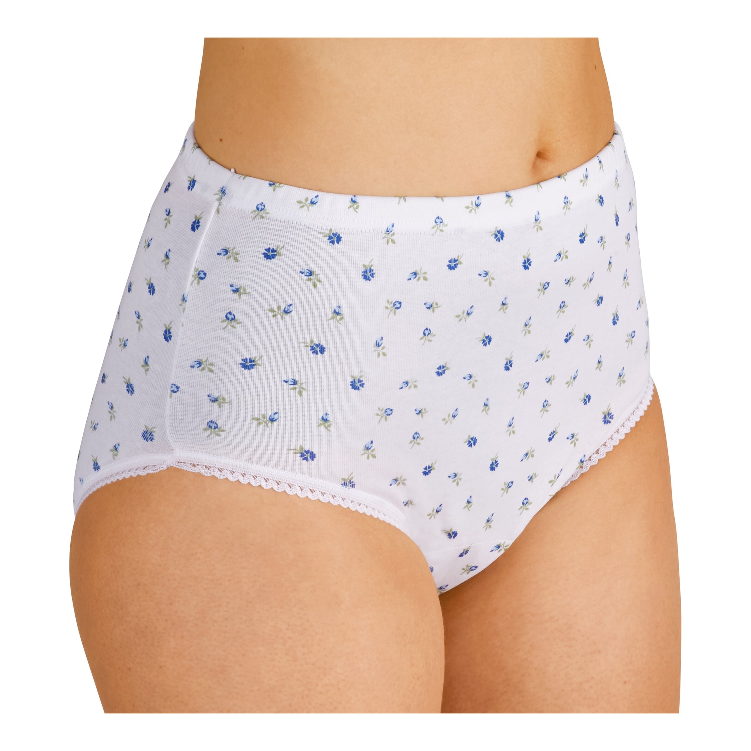 Sicherheits-Miederhose Damen "Blumen" weiss blau S