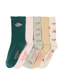 5er-Pack Mädchen Socken mit Blumen