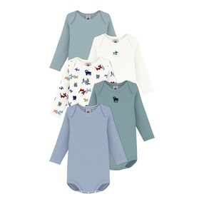 5er-Pack Bodys langarm Ringel Hunde