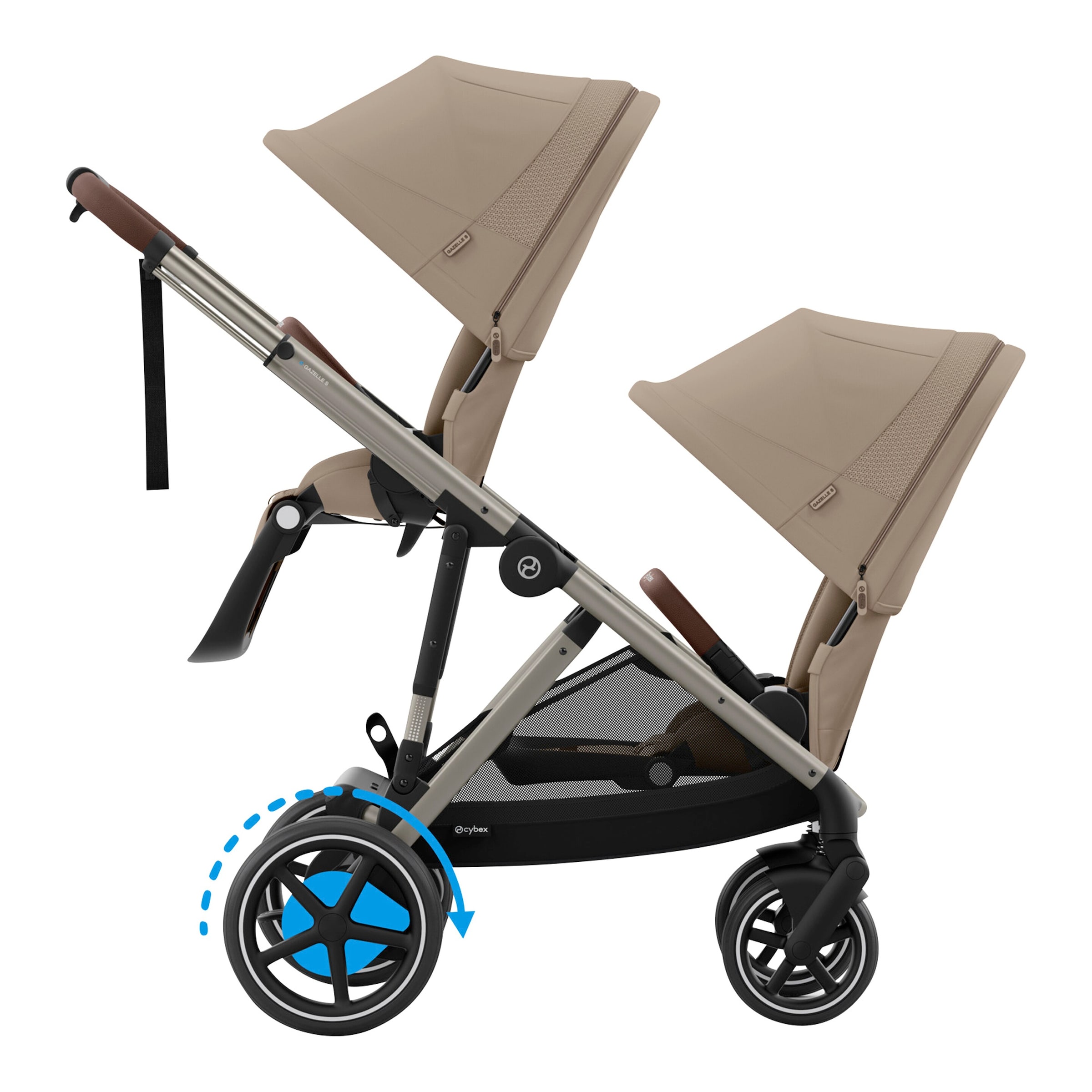 Cybex Gold Zwillings- und Kinderwagen Geschwisterwagen eGazelle S beige